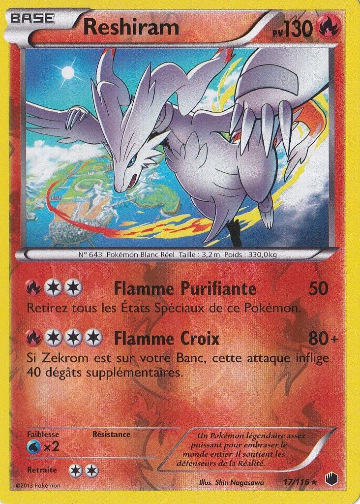 Reshiram Reverse - N&B: Plasma Glaciation - 17/116 - French Pokemon Card