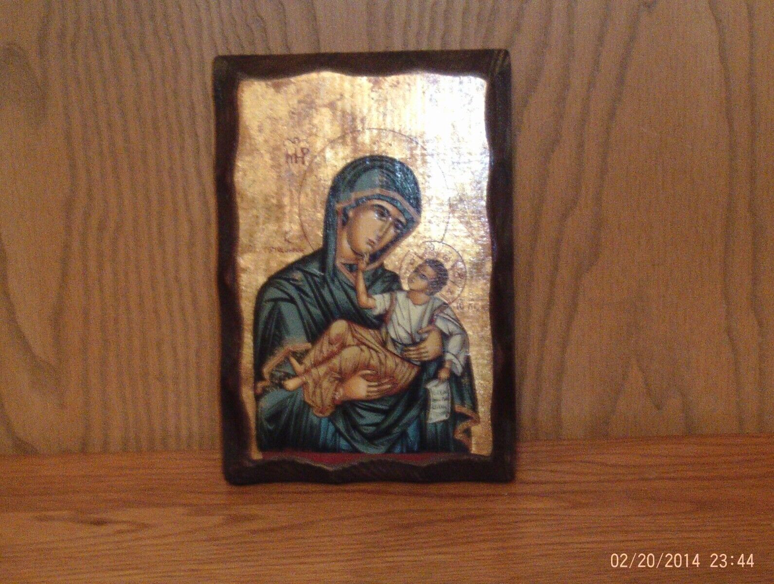 COPY OF AN  ANCIENT BYZANTINE ICON PAINTING ON WOODEN BASE