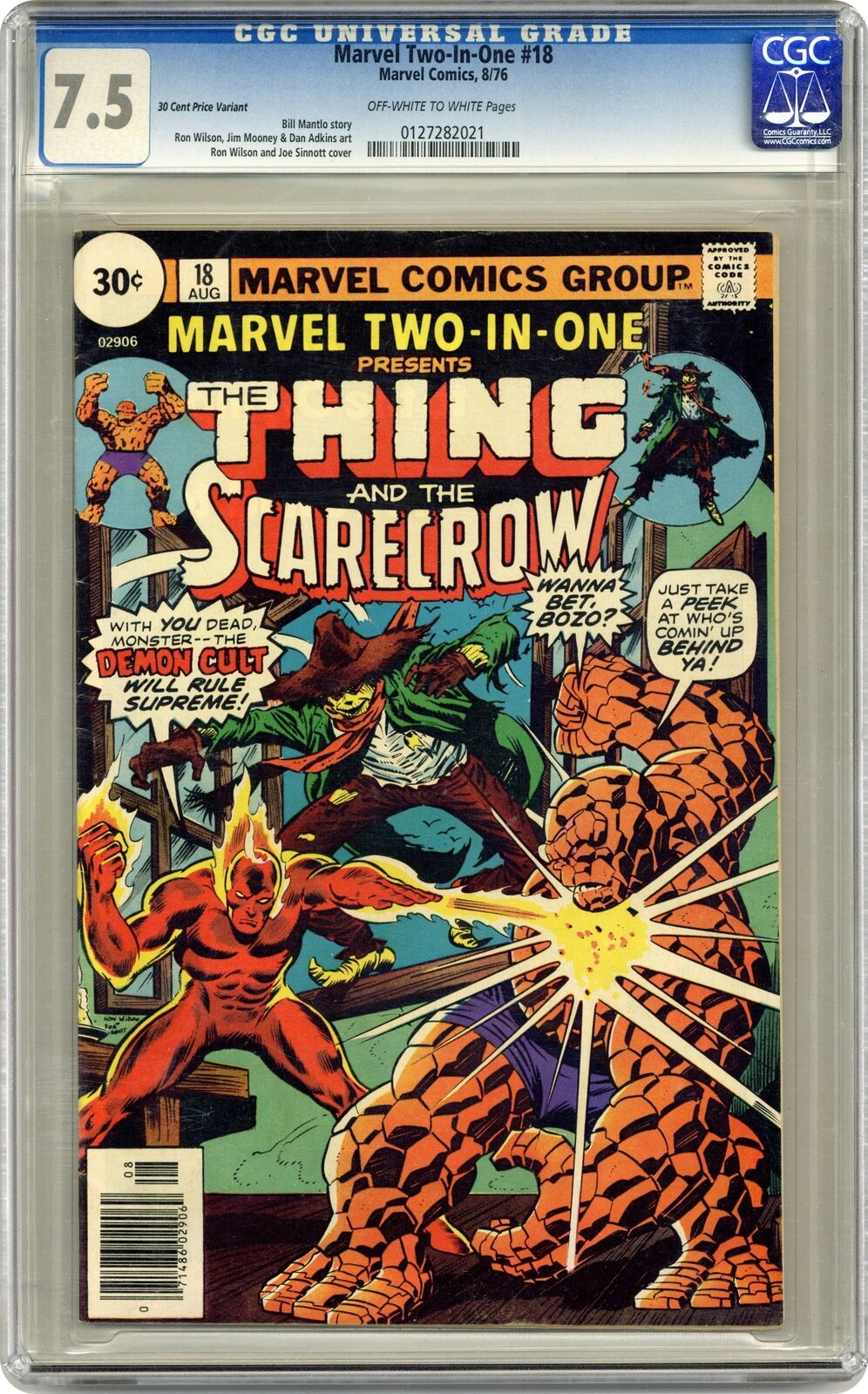 Marvel Two-in-One 30 Cent Variant #18 CGC 7.5 1976 0127282021
