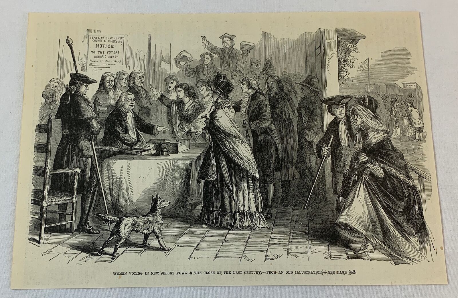 1877 magazine engraving~ WOMEN VOTING IN NEW JERSEY suffrage in the late 1700s