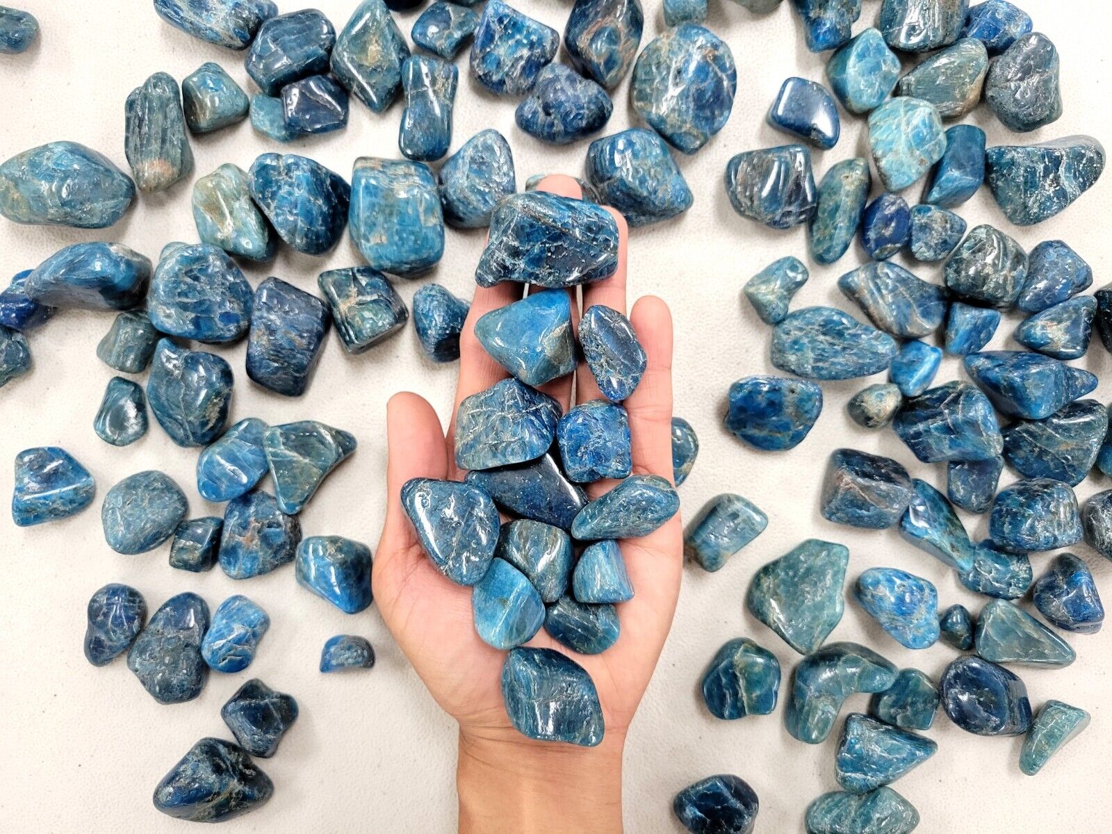 Tumbled Blue Apatite Crystal Stones Polished Healing Natural Gemstones Bulk