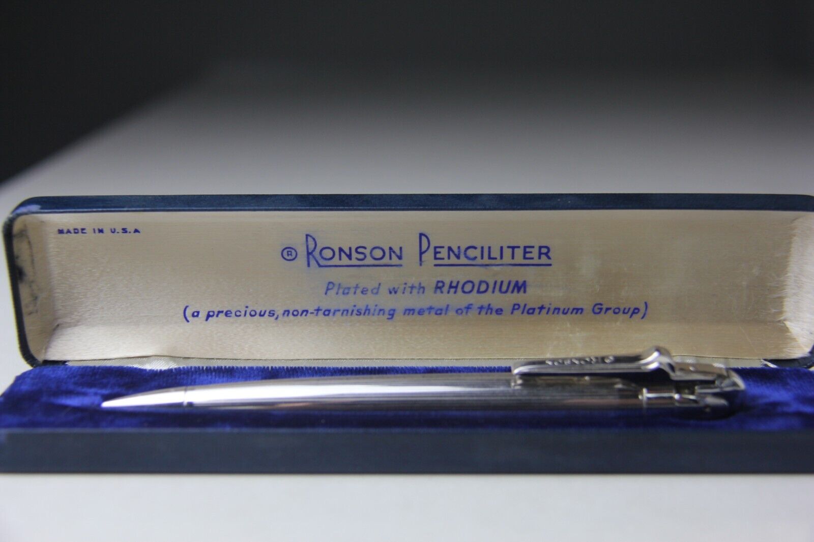 Ronson Penciliter, Rhodium Plated, with Box