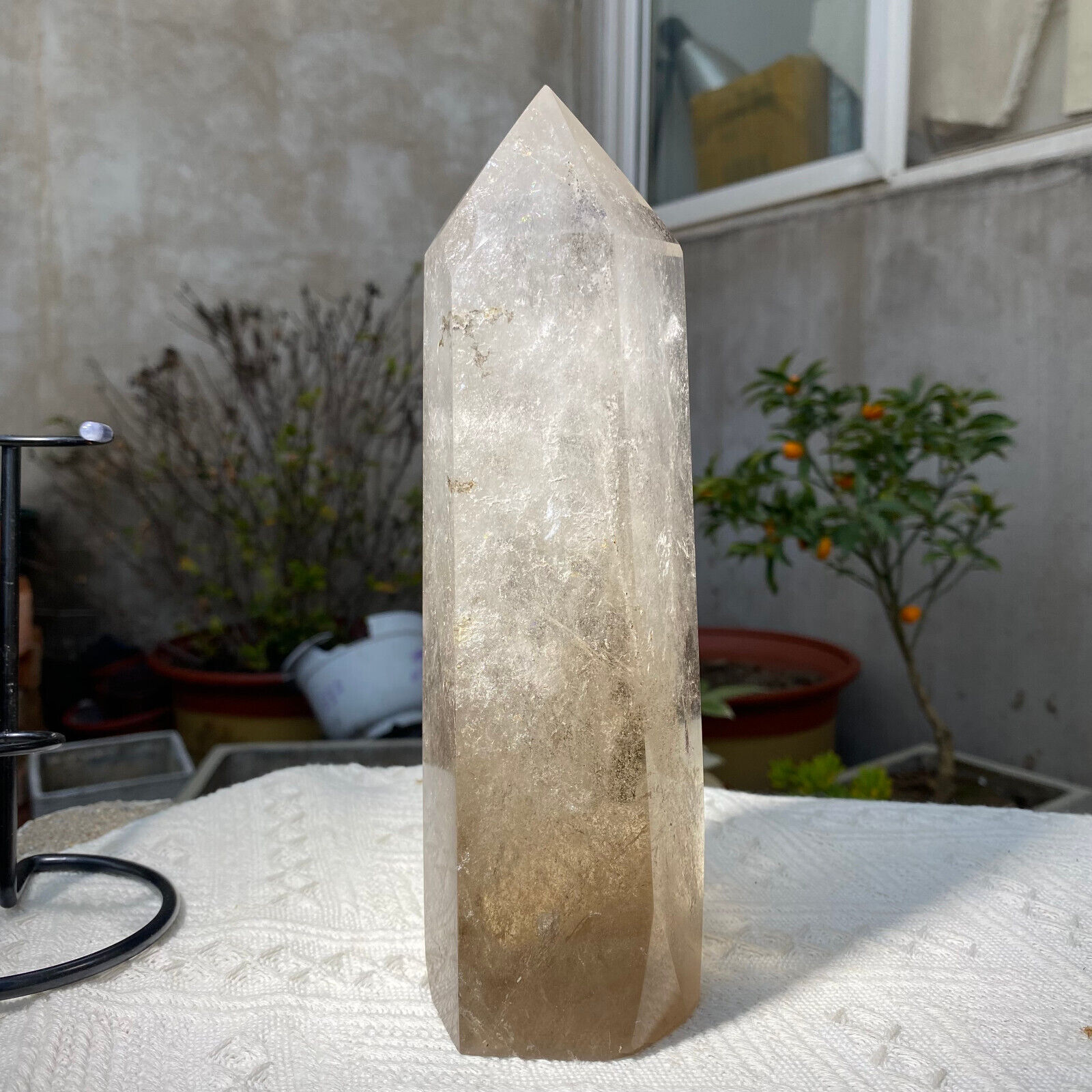 1.5kg Beautiful Clear Smoky Quartz Crystal Point Tower Gradient Healing Specimen