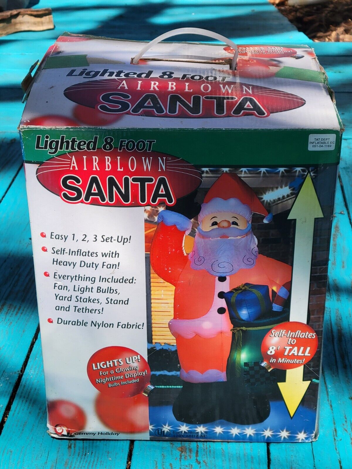 Vintage Gemmy Giant 8 Foot Christmas SANTA CLAUS Airblown Inflatable 2002 In Box