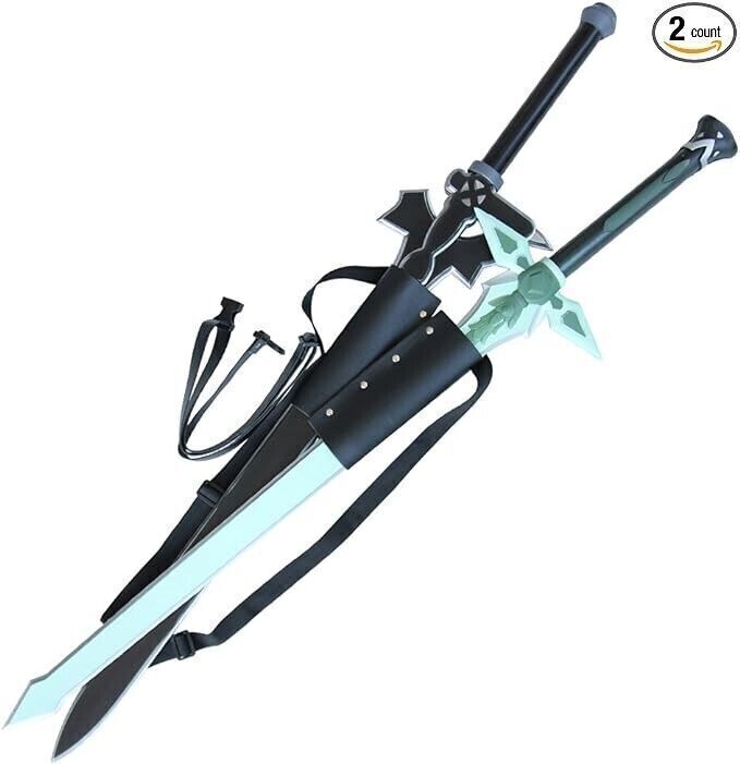 2PC FULL SIZE SAO Kirito Elucidator Sword Art Online Dark Repulser Asuna +Sheath