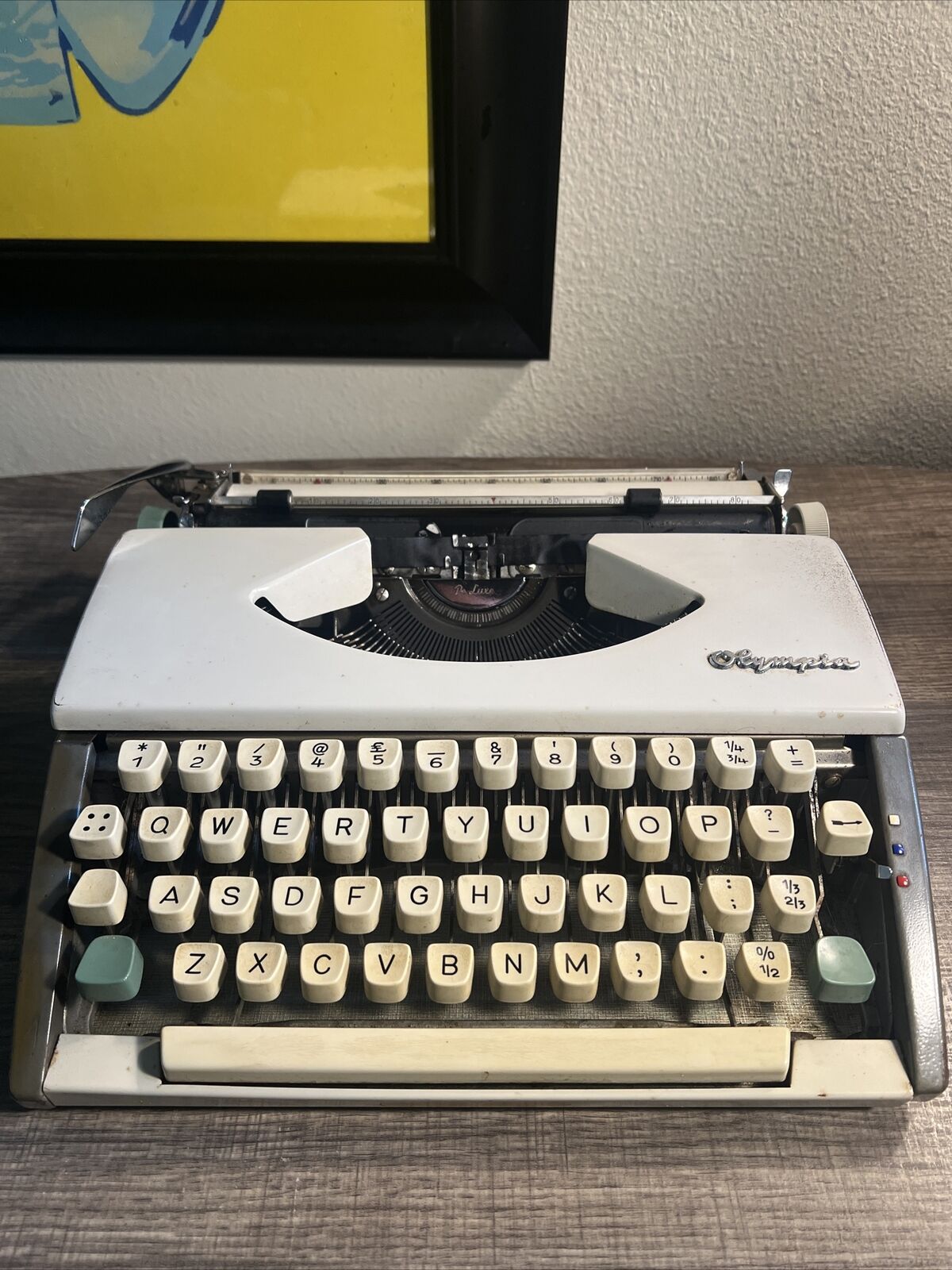 Vintage 1967 Olympia SF Deluxe Grey Portable Manual Typewriter No Case