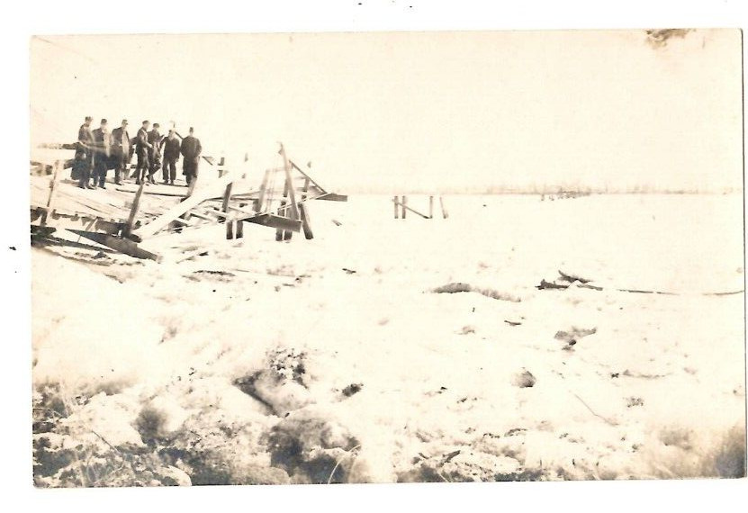 RPPC Postcard Columbus  NE Flood Men Seven Men Standing on Debris (1904-1920)