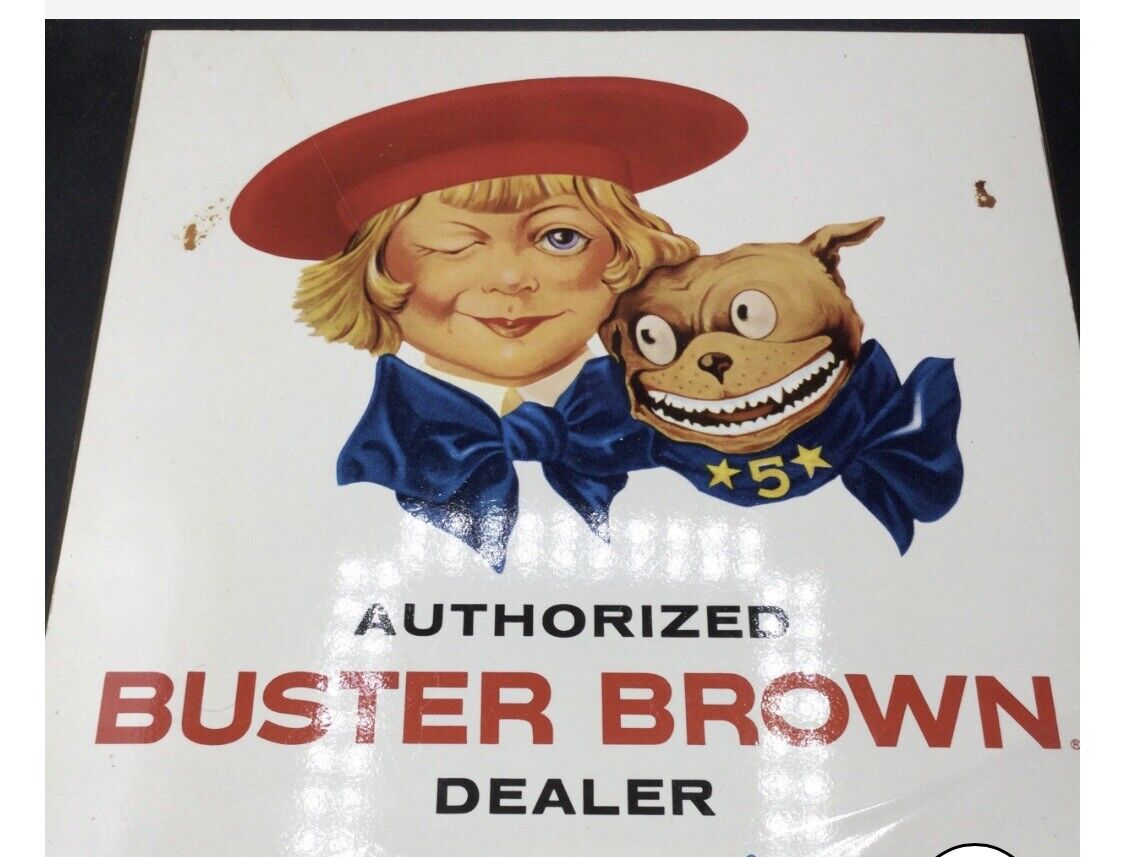 Vintage 1950s Buster Brown Shoe Store Display Sign Advertising Charact
