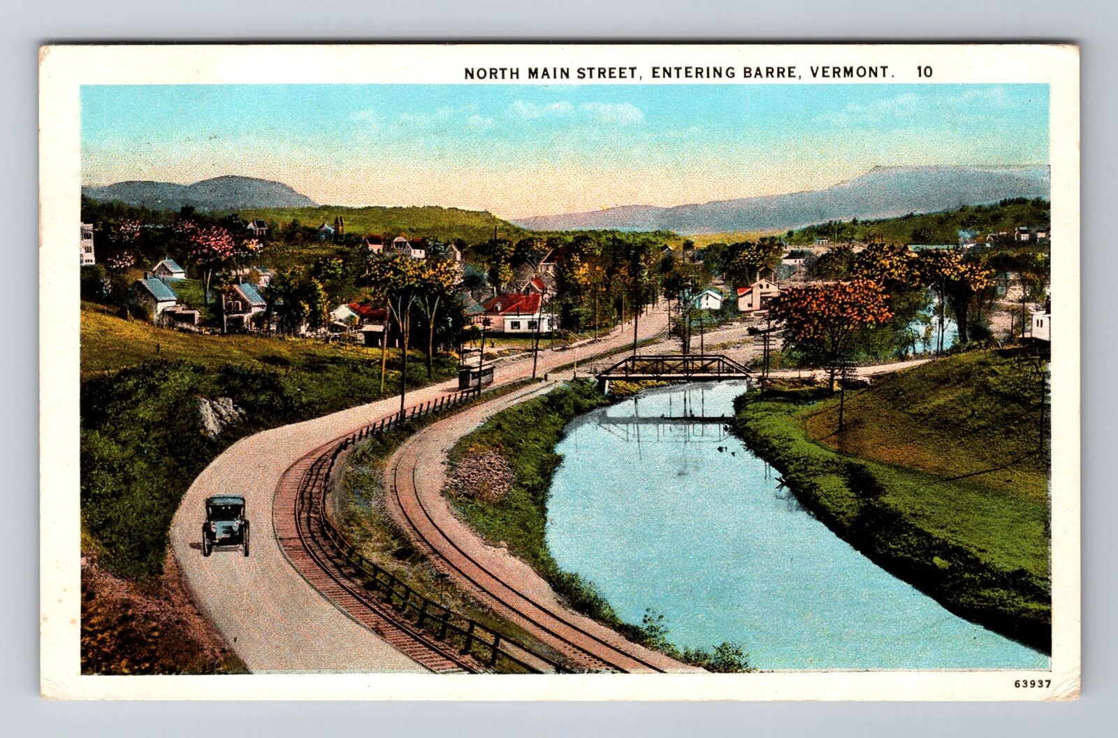 Barre VT-Vermont, North Main Street, Aerial, Antique, Vintage c1929 Postcard