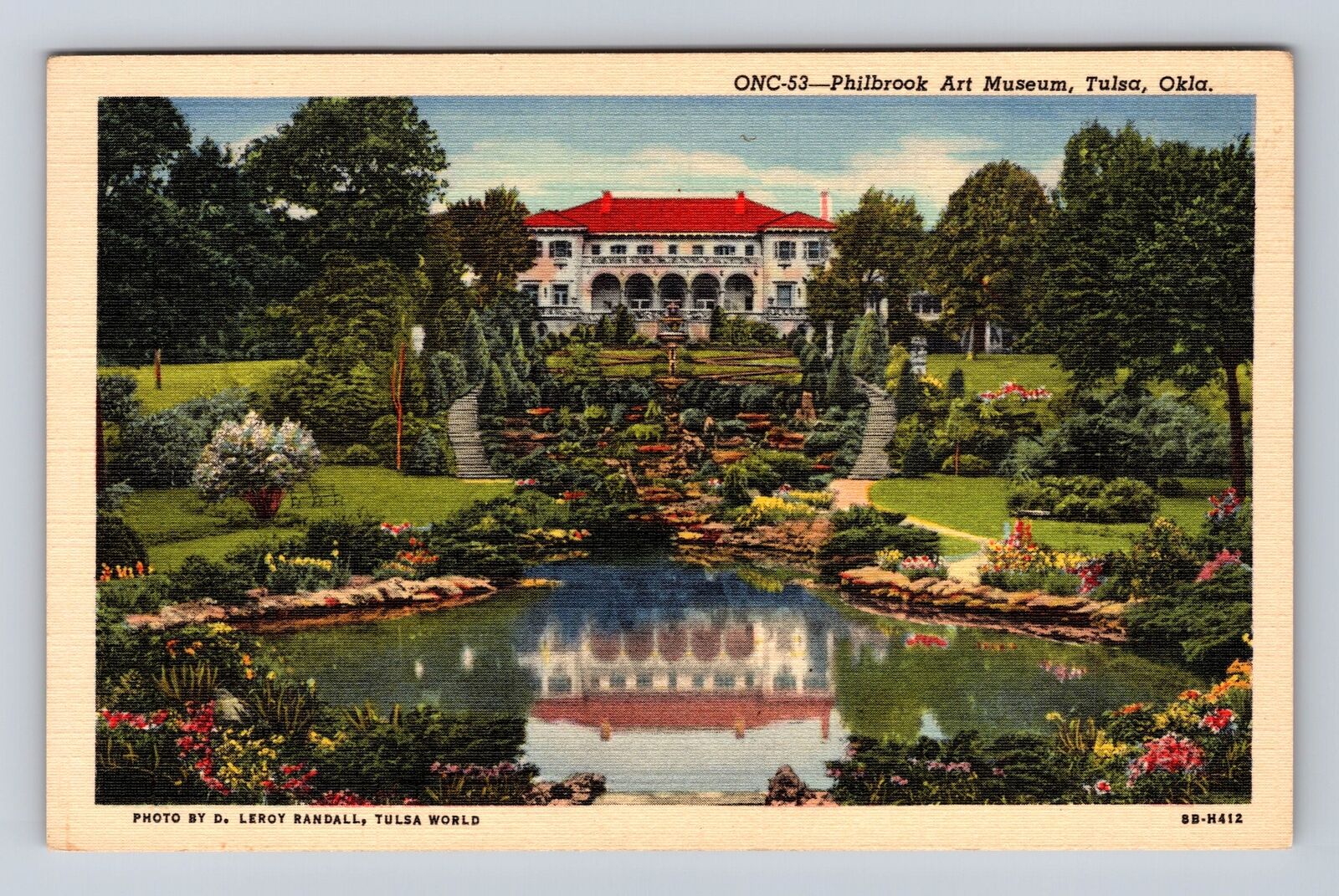 Tulsa OK-Oklahoma, Philbrook Art Museum, Antique, Vintage Souvenir Postcard