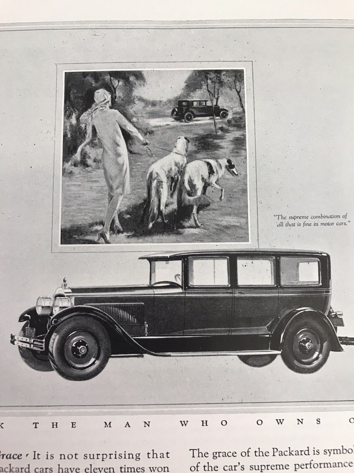 Packard Autoobile Vtg 1926 Print Ad Lady Walking Dogs Advertising Art