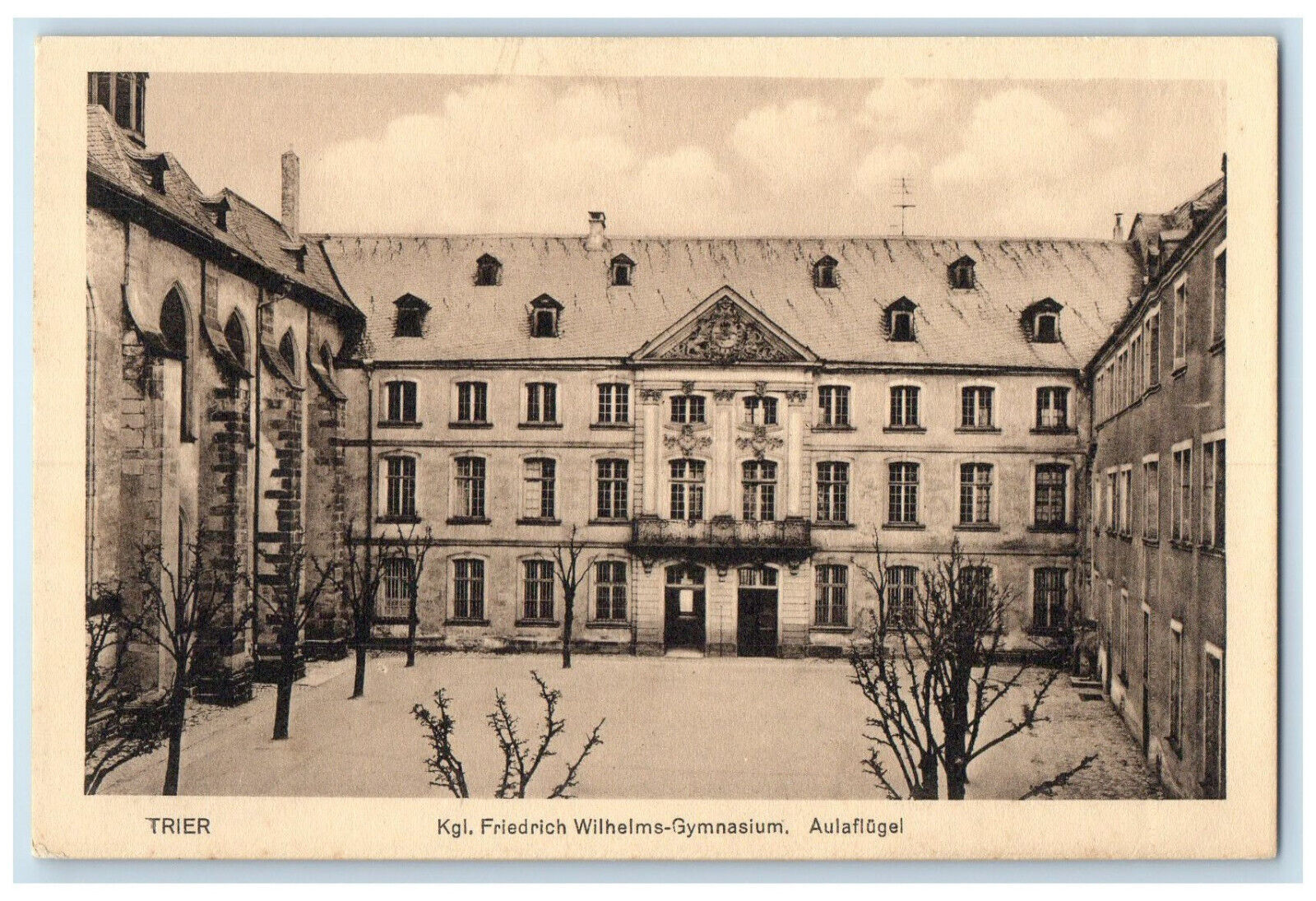 c1940's Royal Friedrich Wilhelms-Gymnasium Aulaflugel Trier Germany Postcard