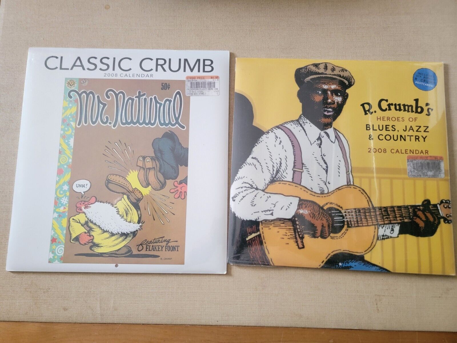 R. Crumb 2008 Calendars Heros of Blues Jazz Country w/6 postcard & Classic Crumb