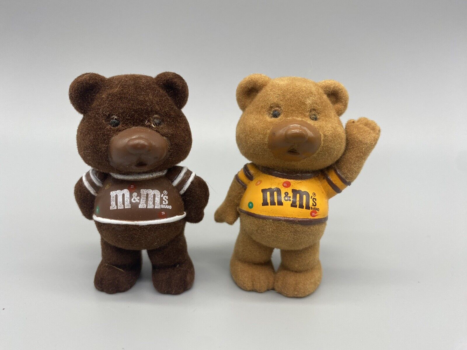 Mars M&M’s  Bear Figures 3” Flocked Plain & Peanuts 1987 Collectible