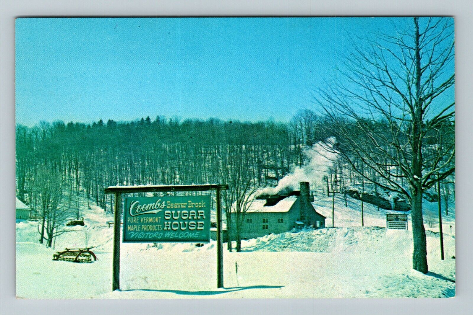 Wilmington VT-Vermont, Coomb's Beaver Brook Sugarhouse, Sign, Vintage Postcard