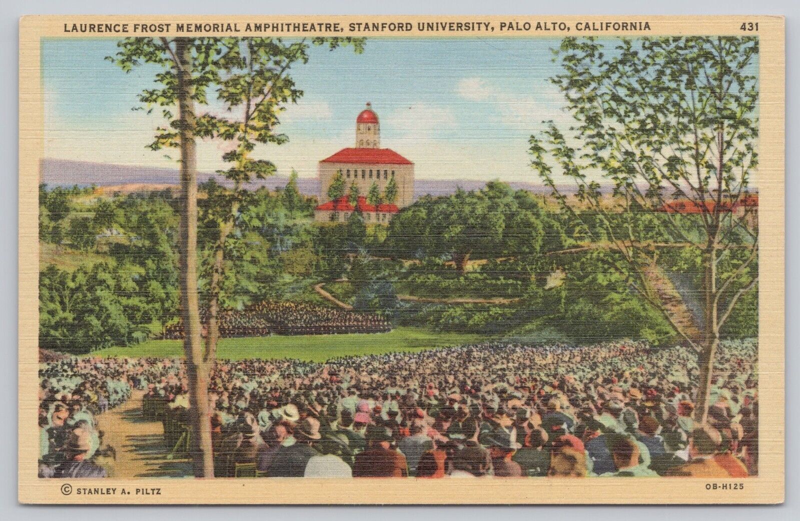 Palo Alto California, Laurence Frost Memorial Amphitheatre Stanford Vtg Postcard