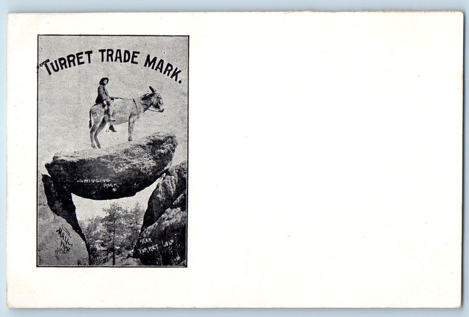 c1910's Swinging Rock Kid & Donkey On Top Turret Trademark Colorado CO Postcard