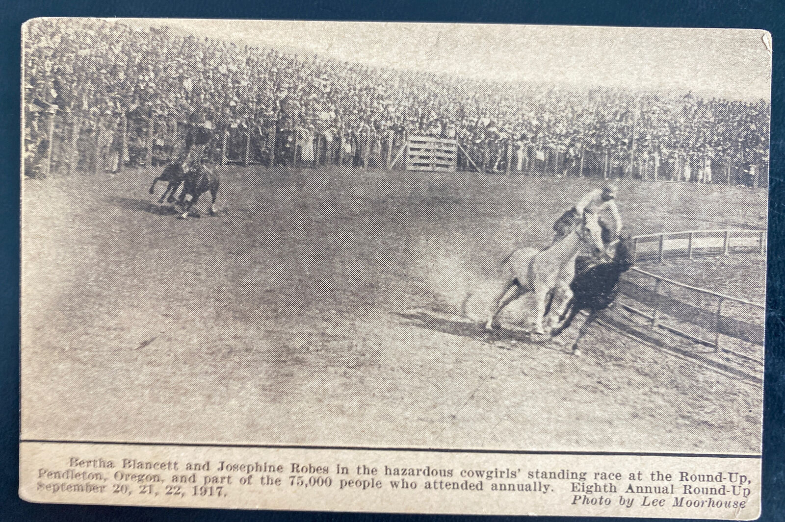 Mint USA Real Picture Postcard Bertha Balancett & Josephine Robes Cowgirls Race