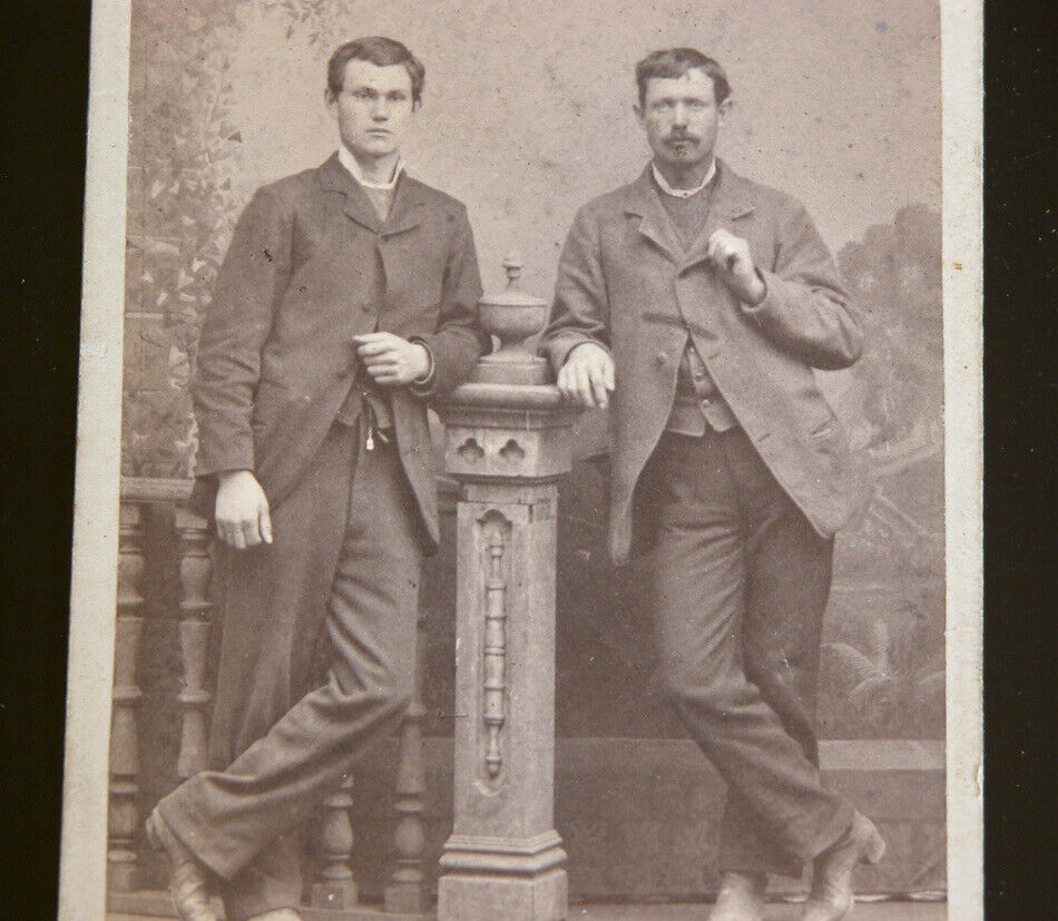 Antique 1870s Two Gentlemen Des Moines IOWA CDV Sepia Photo Photograph 