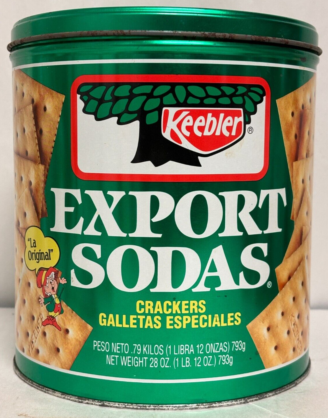 Vintage 1983 Keebler Soda Cracker Tin - Spanish Container