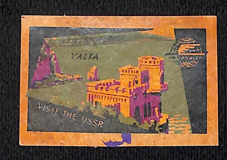 Vintage Matchbox Label Intourist Visit the USSR Yalta c1955-65