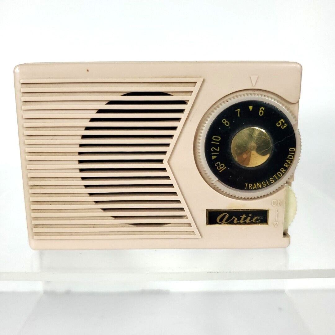 Vintage 1950s Artic Model TR 100 Transistor Pocket Radio, Mamie Pink *READ