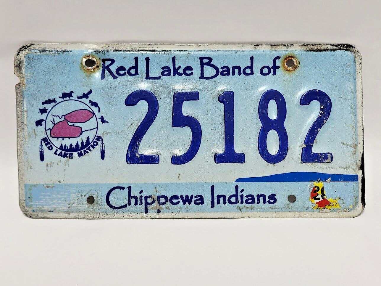 Red Lake Band Of Chippewa Nation License Plate Minnesota Early * Embossed# 25182
