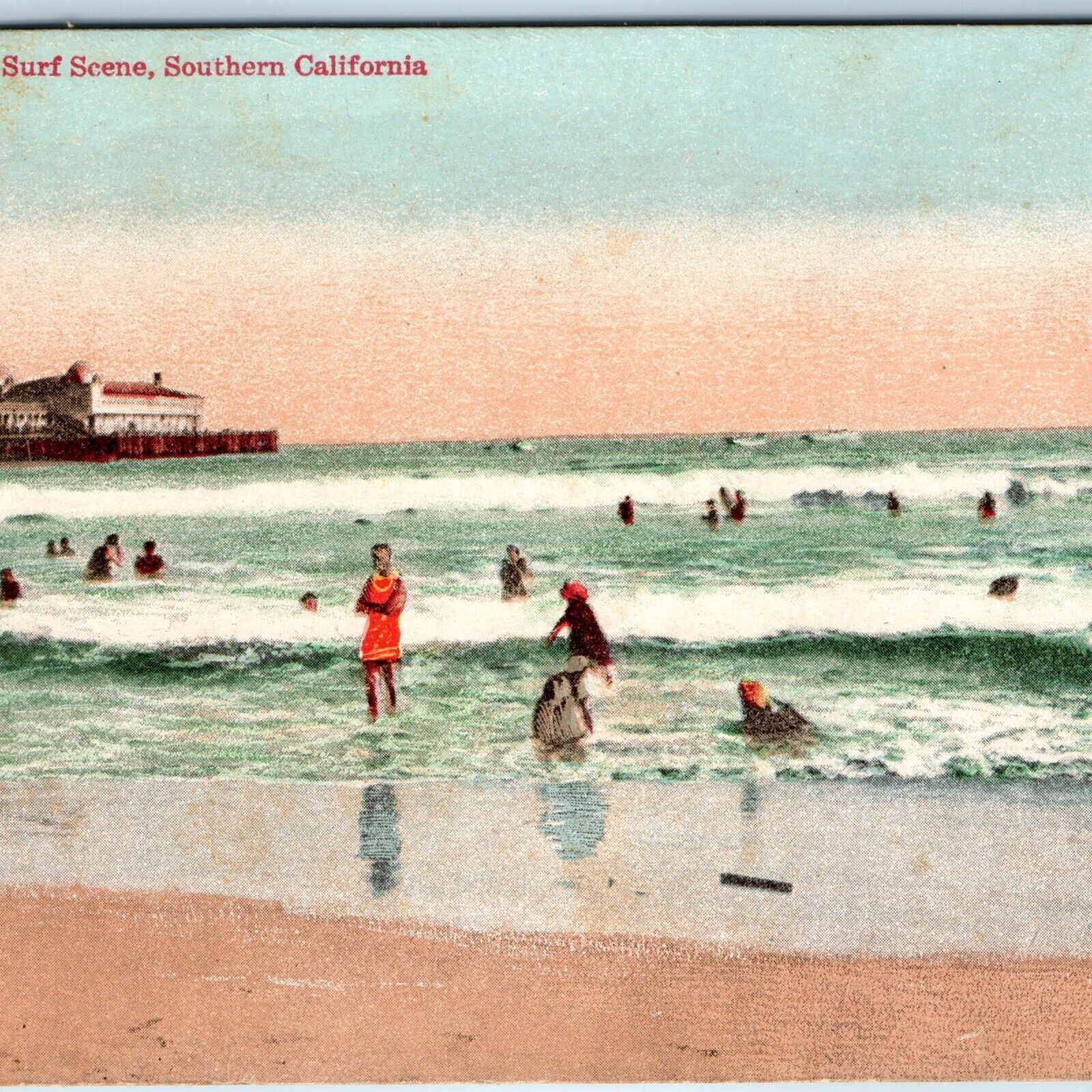 c1910s Southern Cali Surf Scene Postcard Cardinell Vincent San Francisco, CA A73