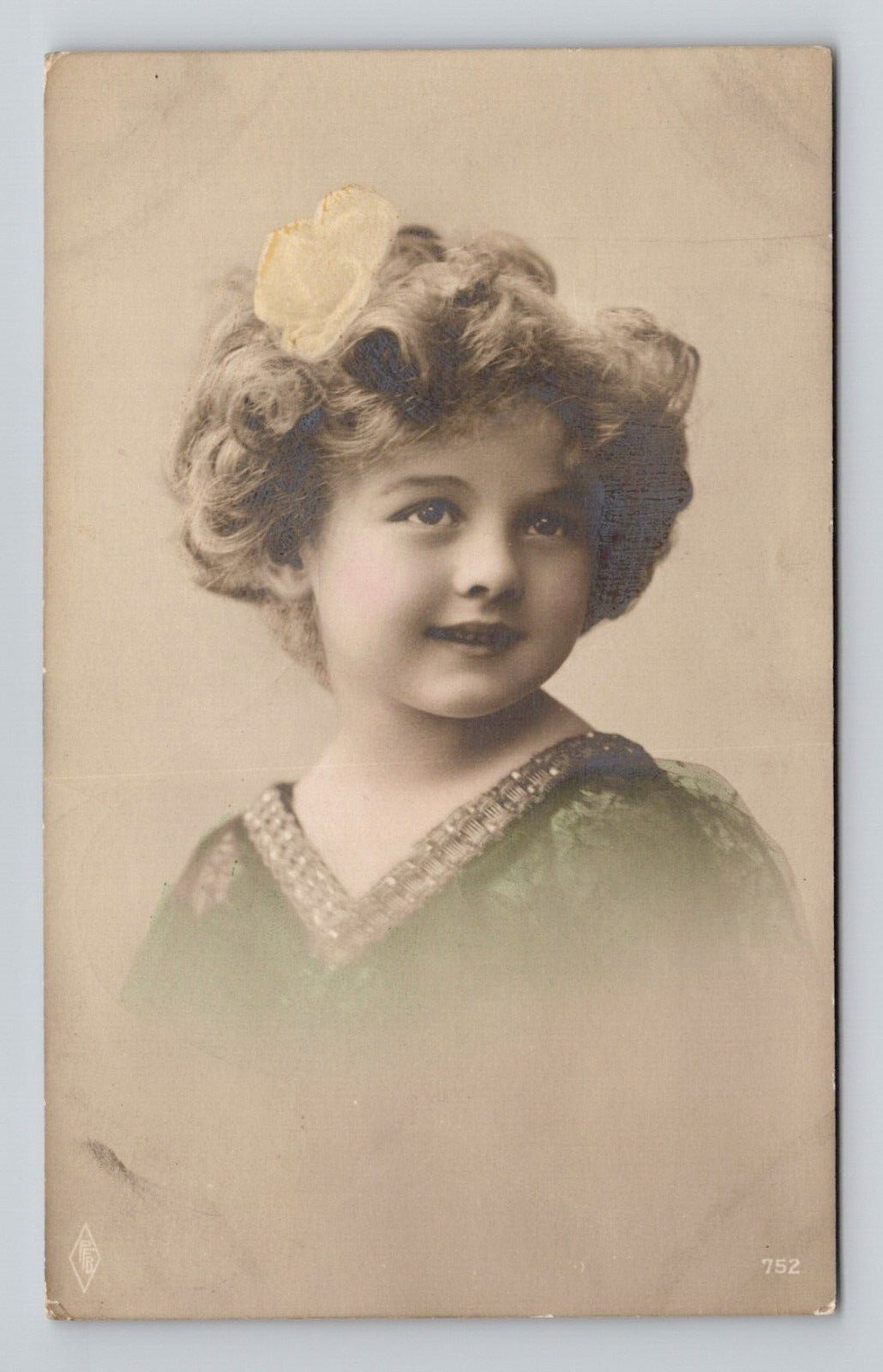 RPPC Beautiful Young Girl Colorized, 1913 Antique Real Photo M4