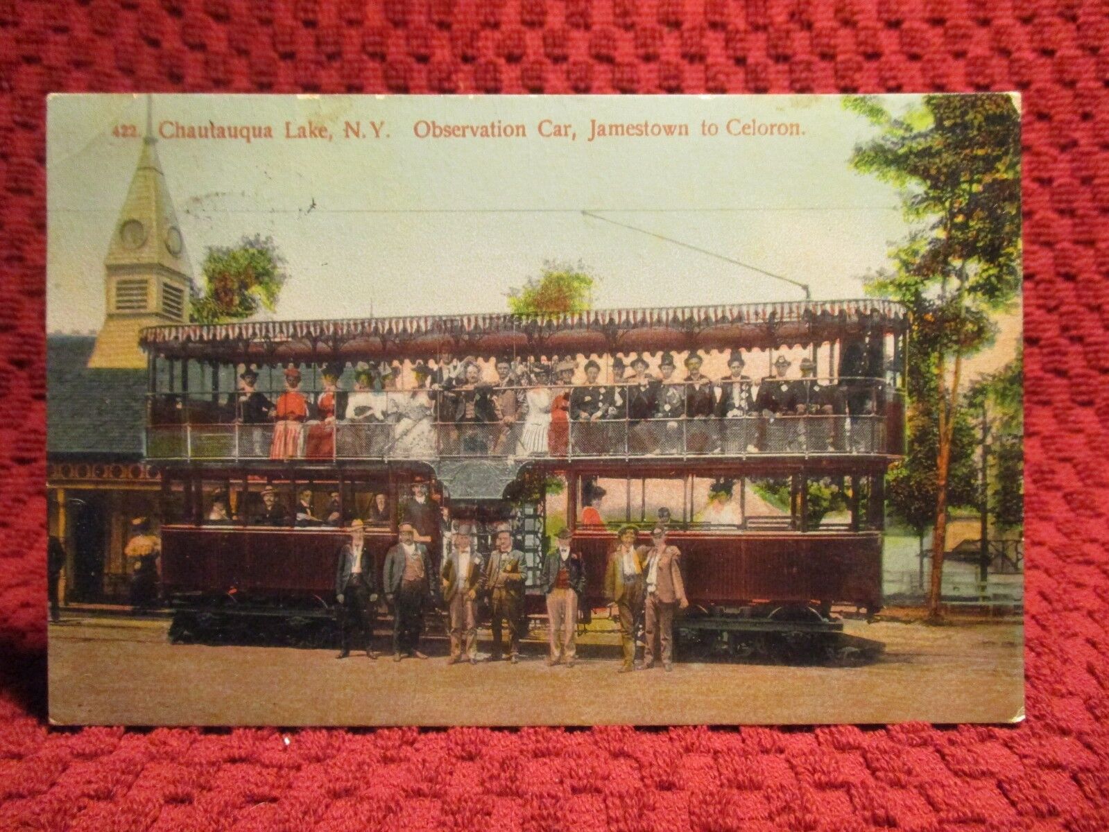 1909. OBSERVATION CAR, CHAUTAUQUA LAKE, NY. JAMESTOWN TO CELORON. POSTCARD G6