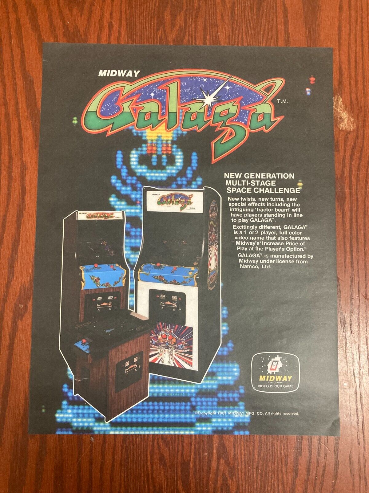 Galaga Poster Arcade Game Laminated 13\