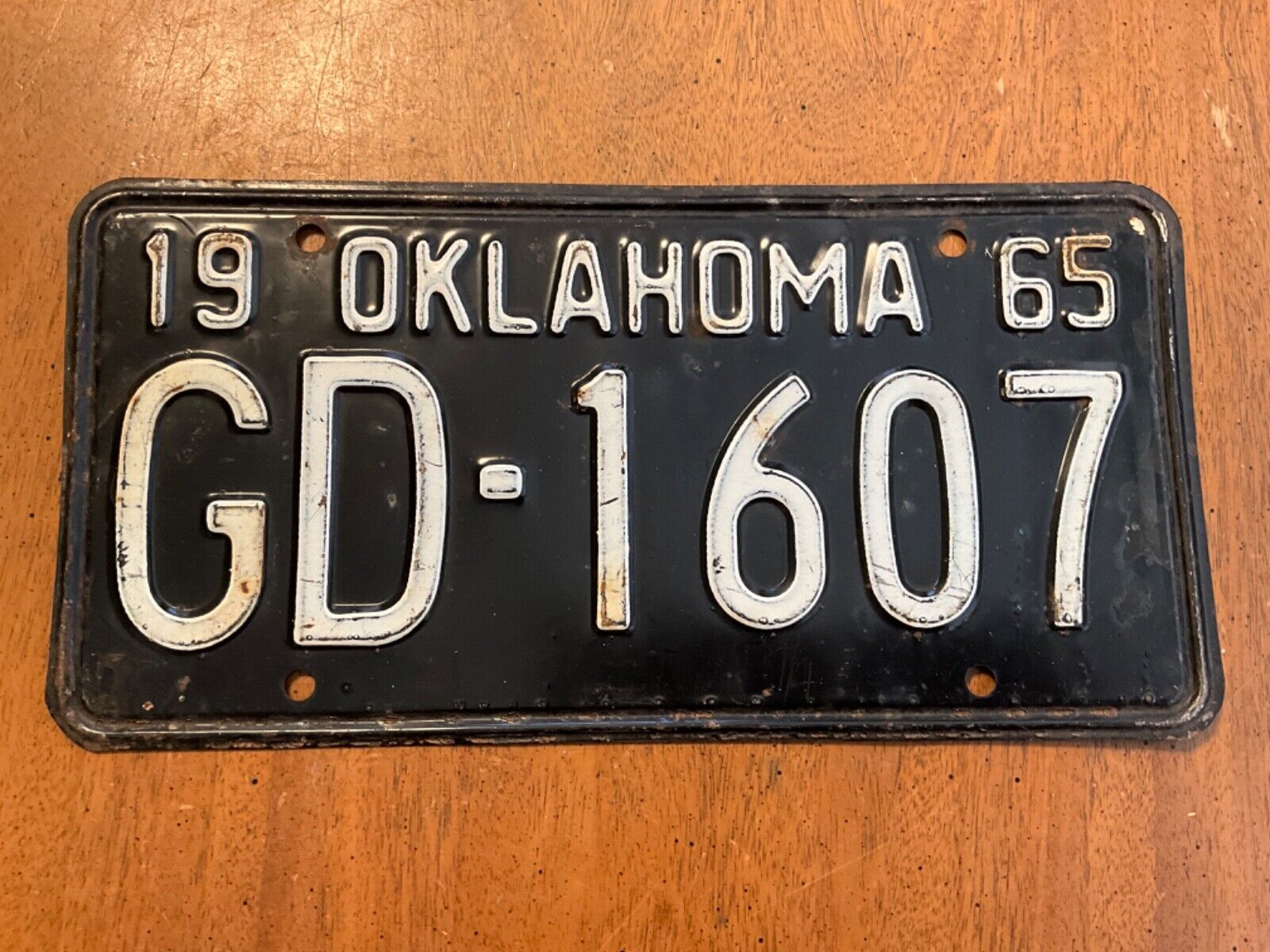 1965 Oklahoma License Plate Tag GD-1607
