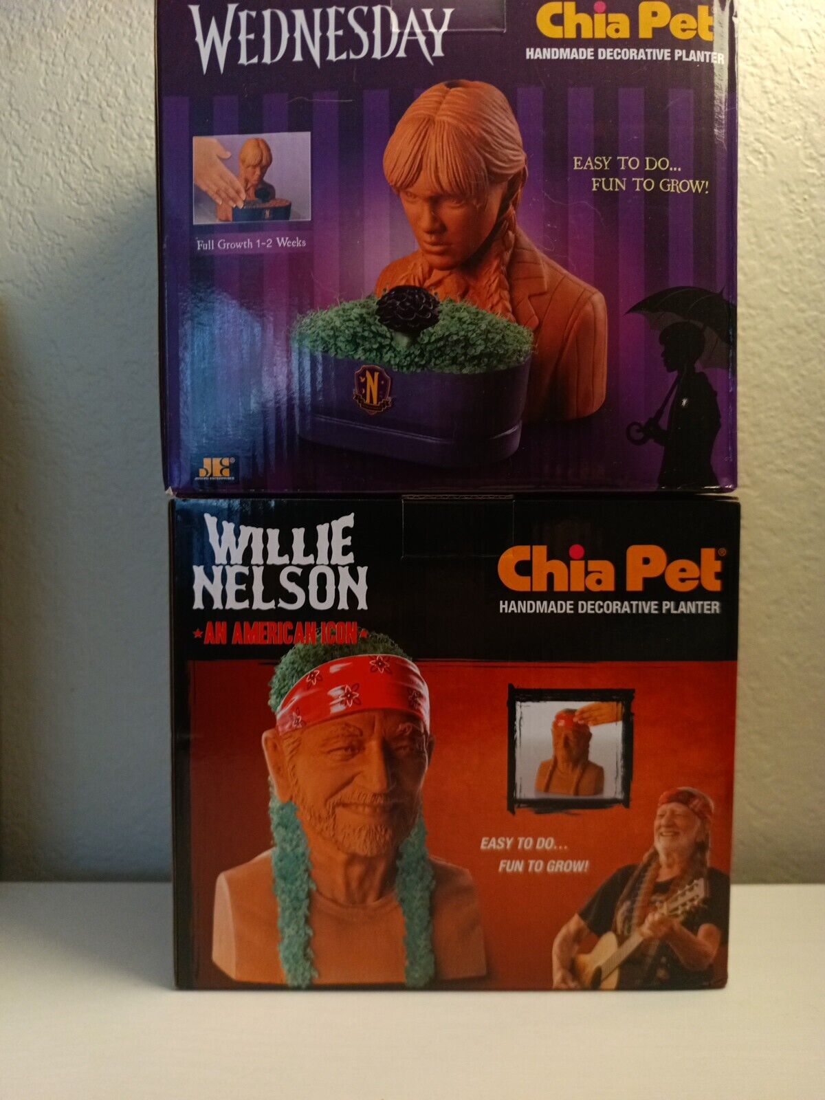 Chia Pet Planter - Willie Nelson And Wednesday - Great Deal