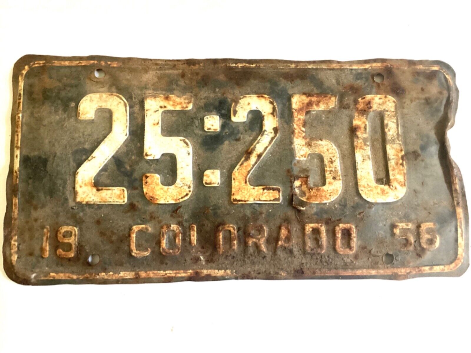 Colorado 1956 License Plate 25-250 Original