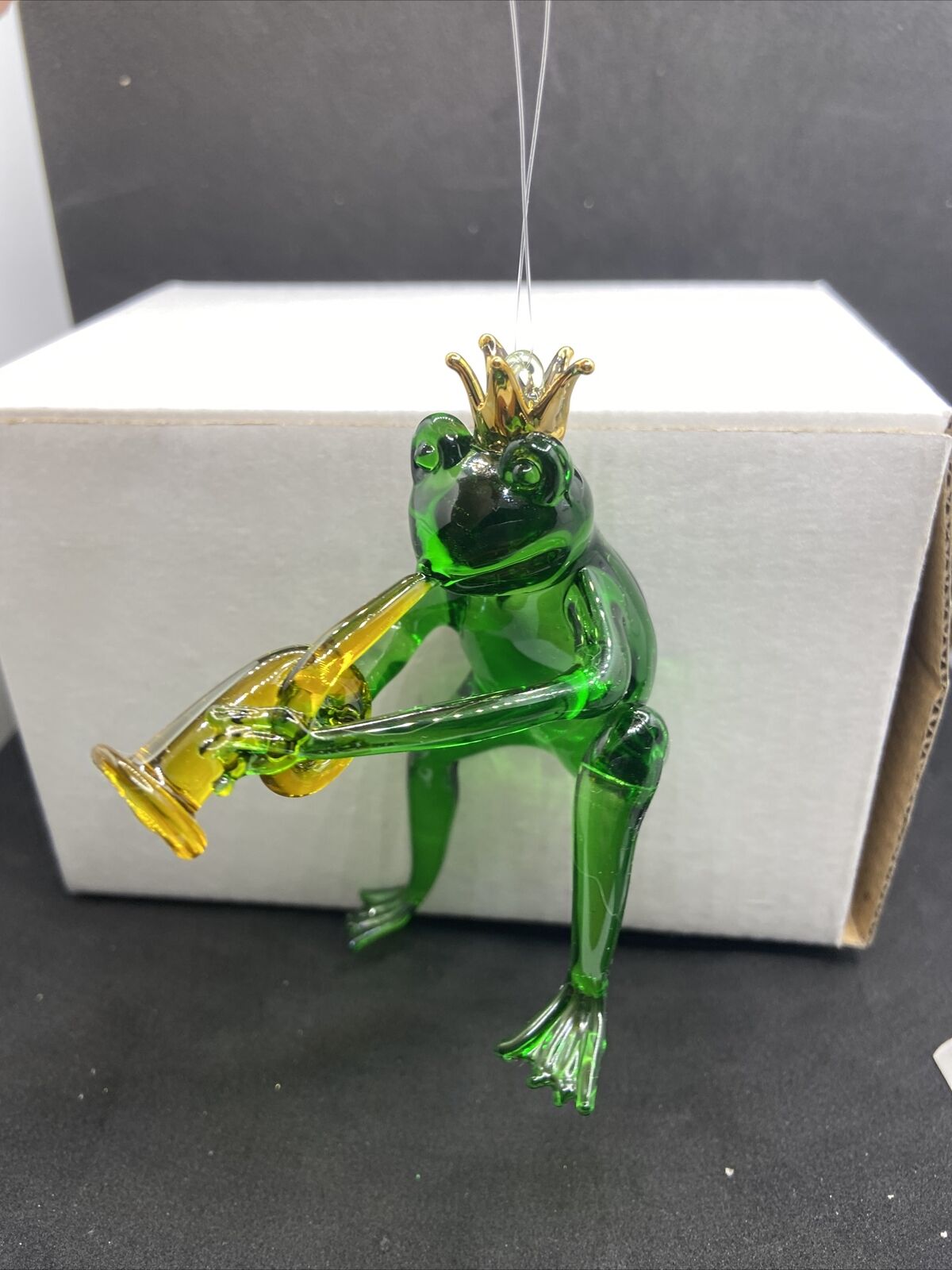 Kurt S Adler King Frog Playing Trumpet Glass Frog Ornament New In Box