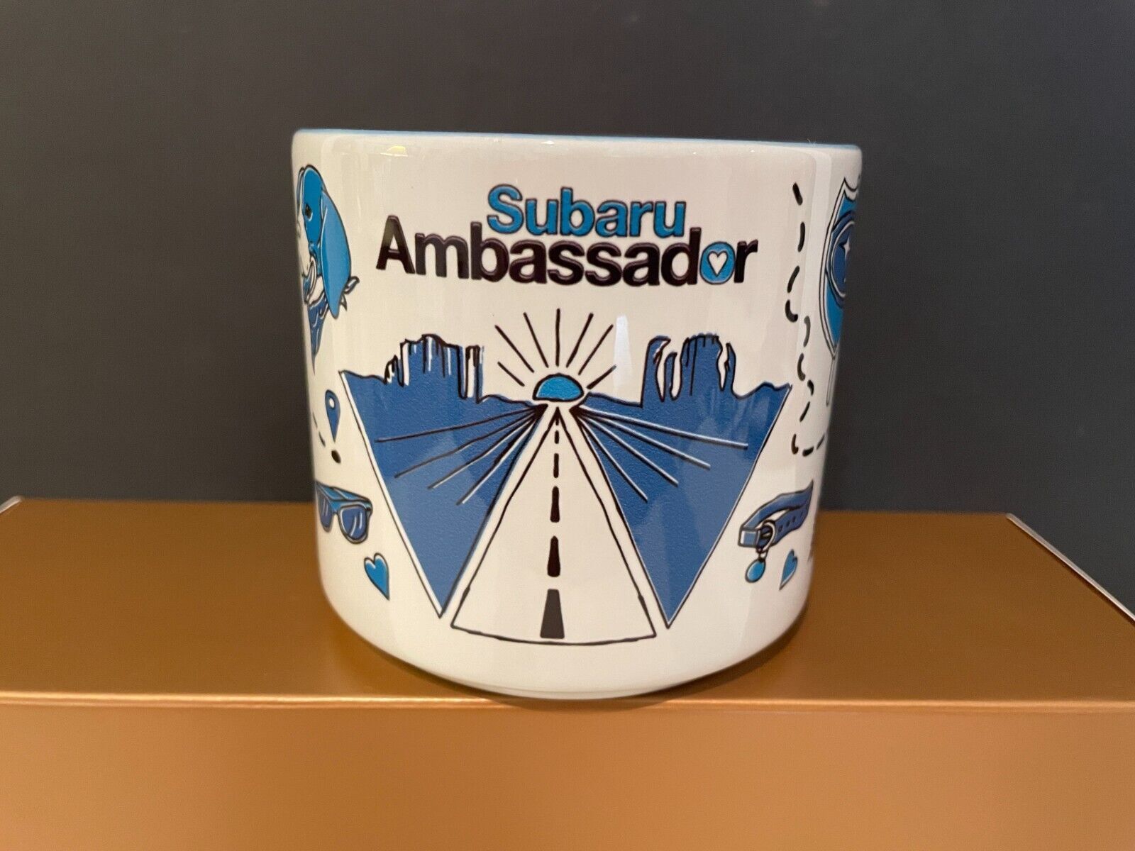 Subaru Ambassador Coffee Mug - White & Blue - Camping, Hiking, Outdoors
