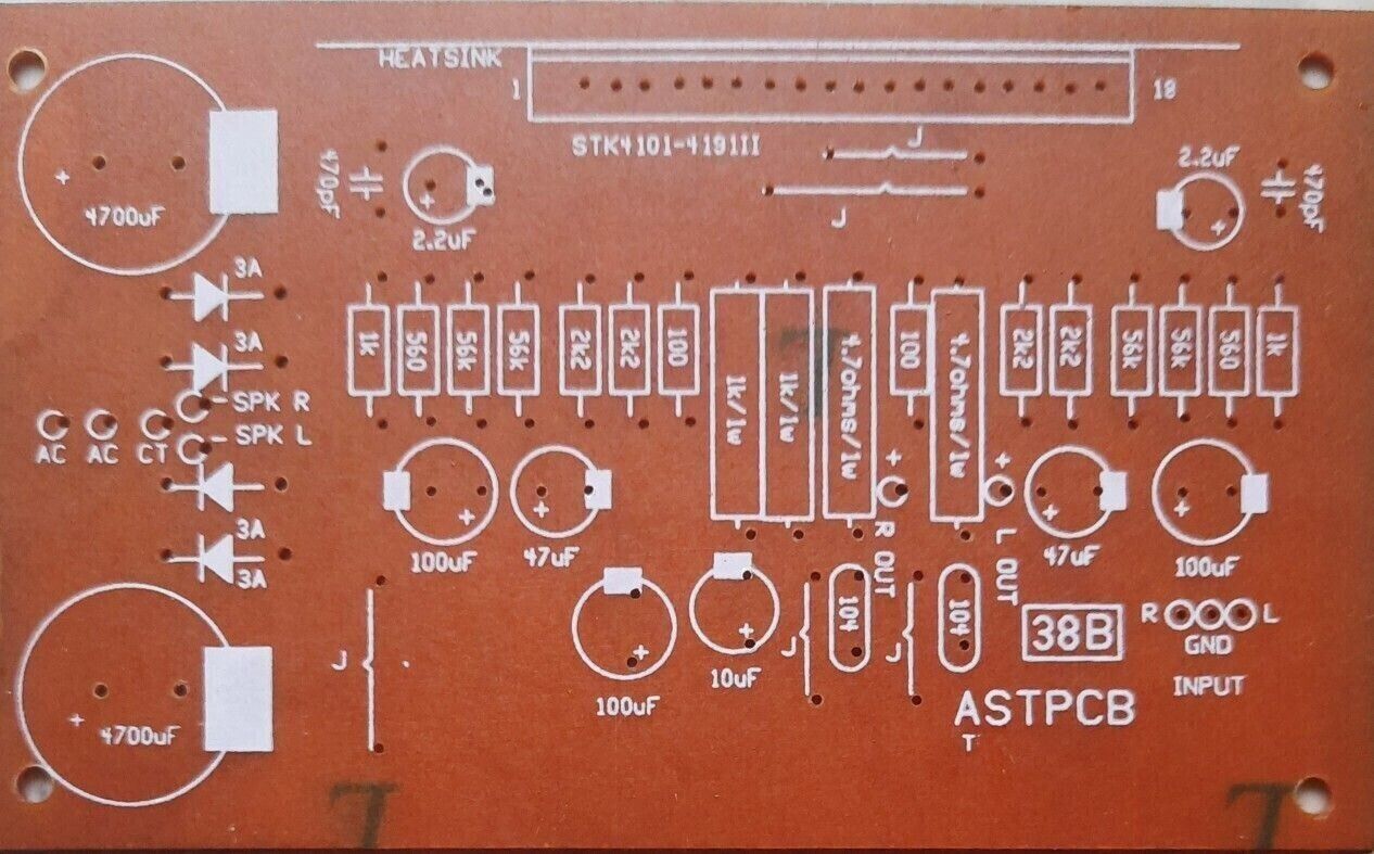 STK (4101 to 4191) Stereo Amplifier 100W (50W +50W) DIY PCB Kit (without STK IC)