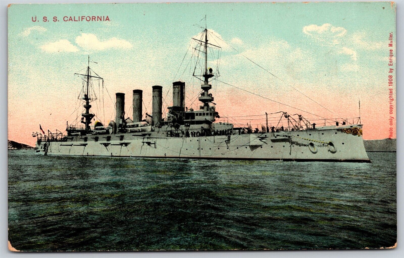 Postcard USS California military ship C26