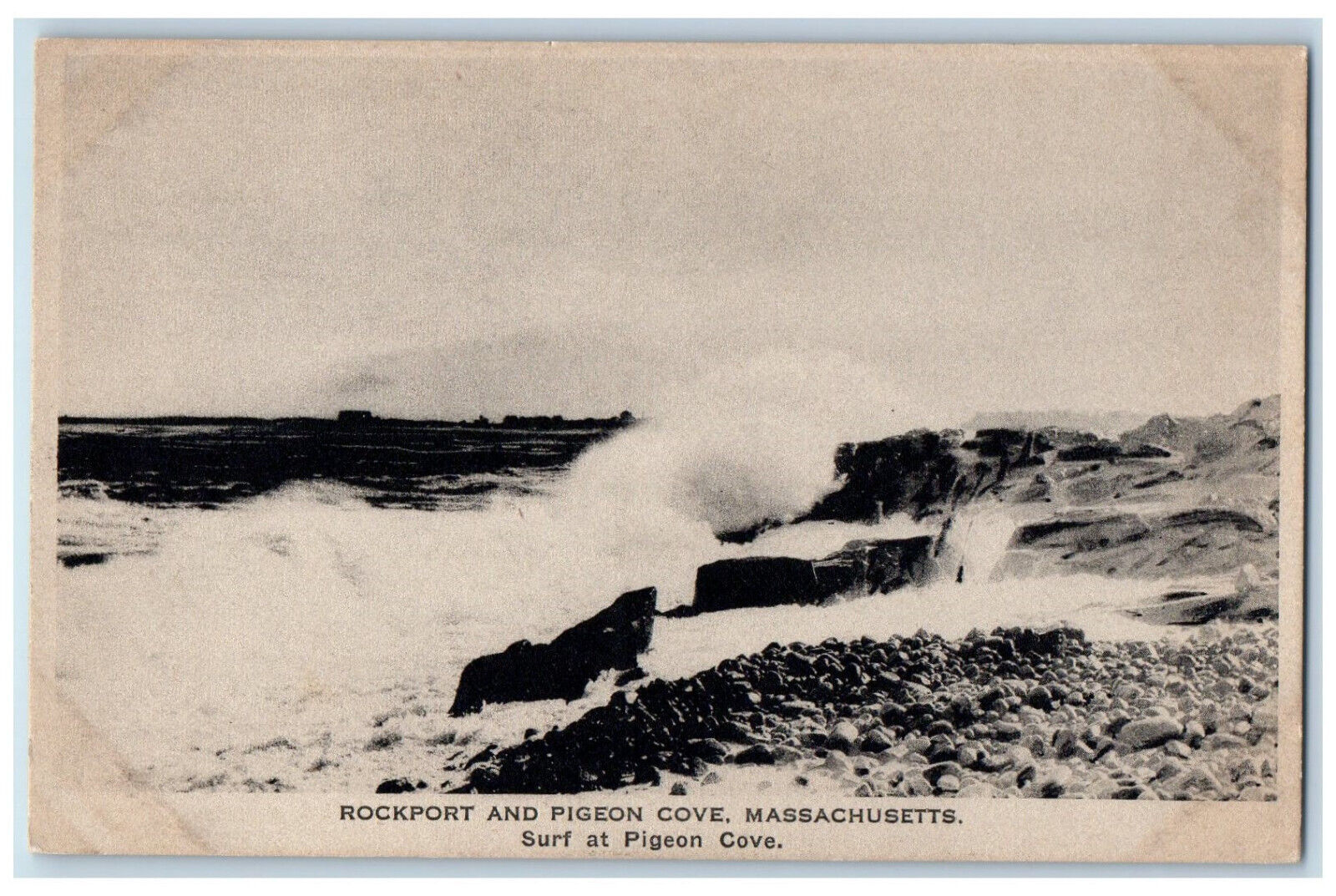 c1940's Surf at Rockport and Pigeon Cove Massachusetts MA Vintage Postcard
