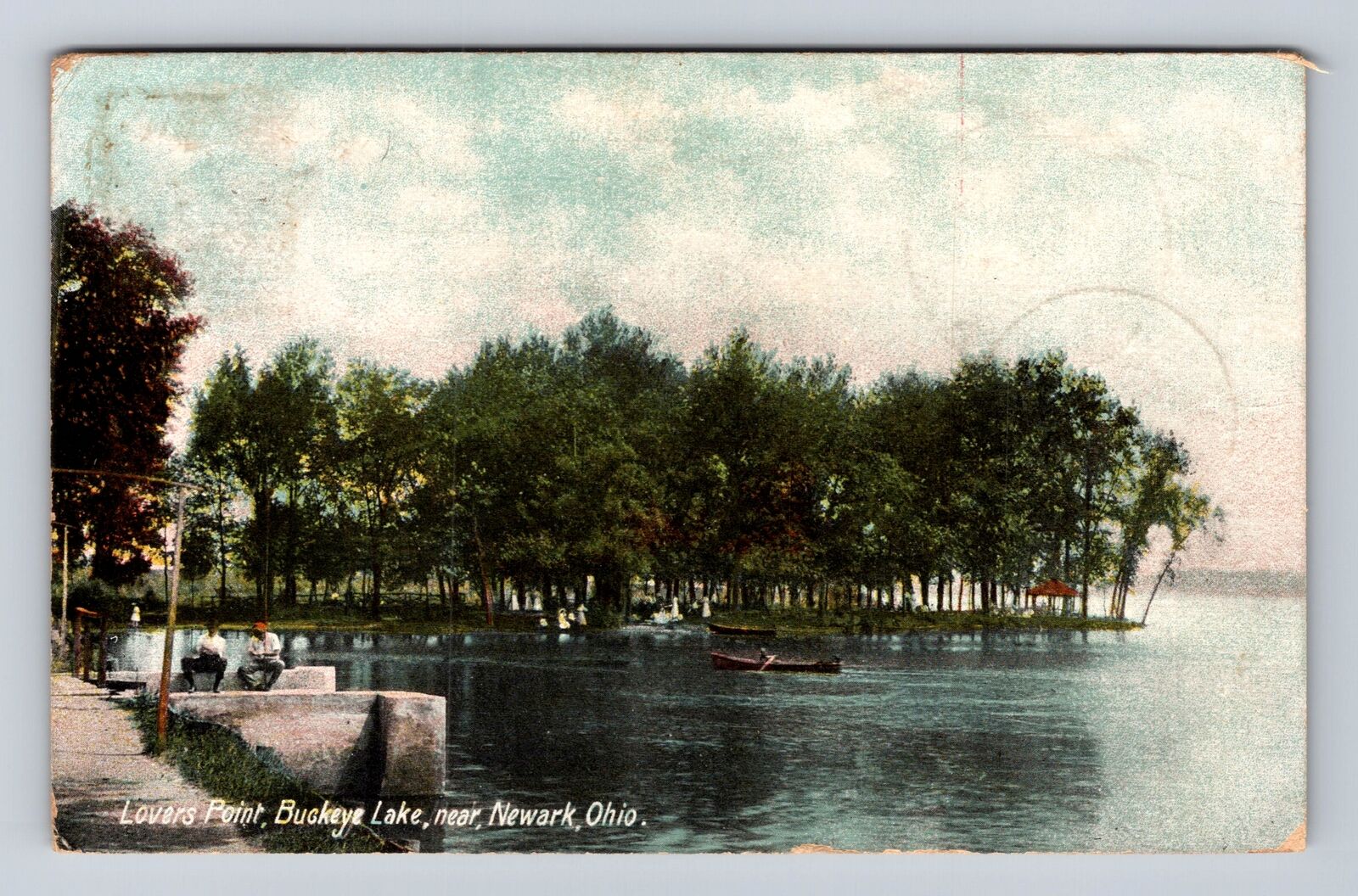 Newark OH-Ohio, Lovers Point, Buckeye Lake, Antique, Vintage c1907 Postcard