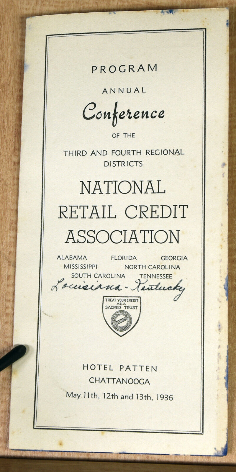 1936 Antique Program Flyer Annual Conference of Districts National Retail Credit
