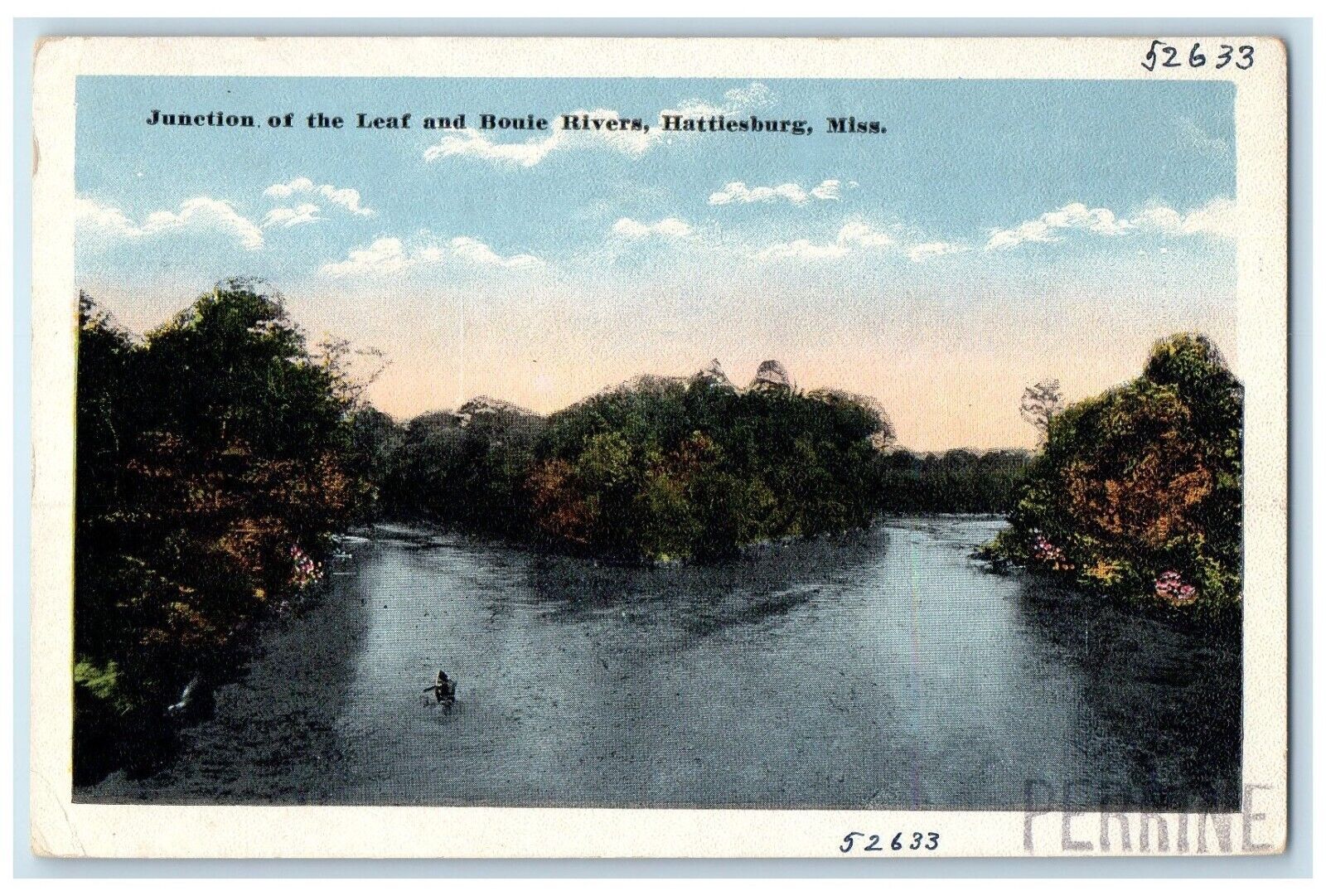 c1920 Junction Leaf Bouie Rivers Lake Hattlesburg Mississippi Vintage Postcard
