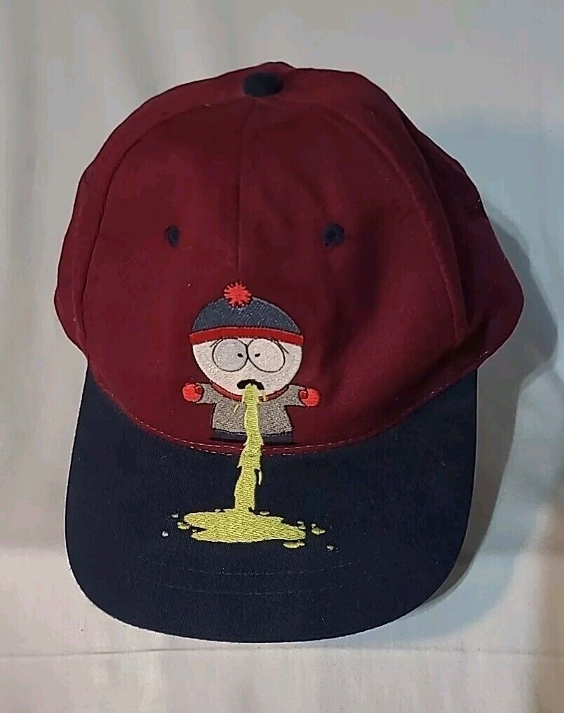 South Park Stan Puking Comedy Central Maroon Strapback Hat Cap 1998 Vintage Y2K