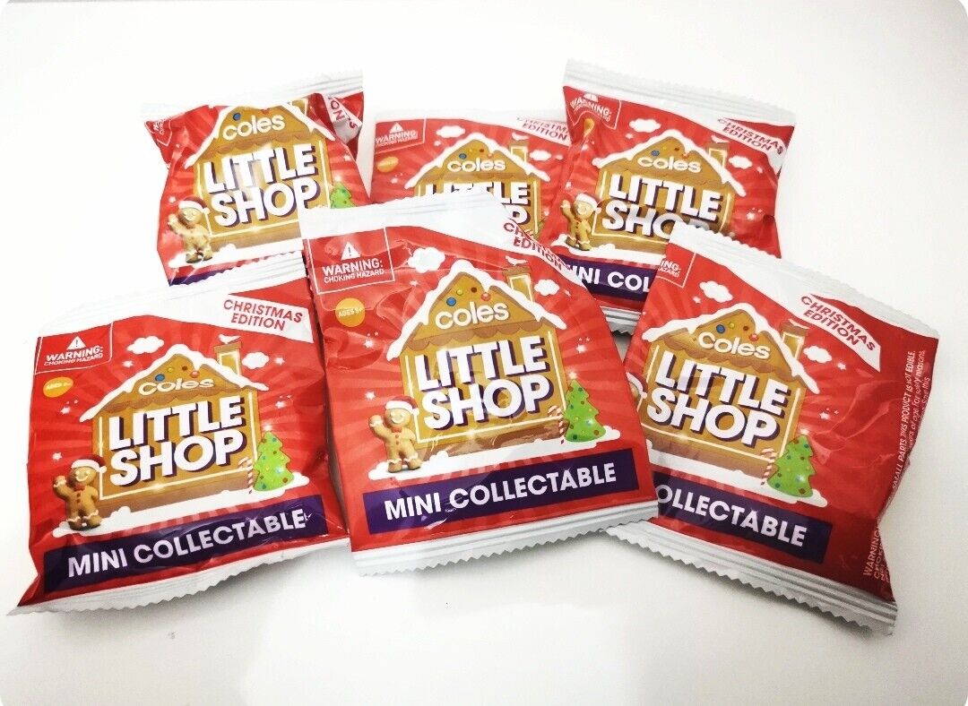 Coles Little Shop Christmas Edition x6 Unopened Packs + Mini Pamphlet 