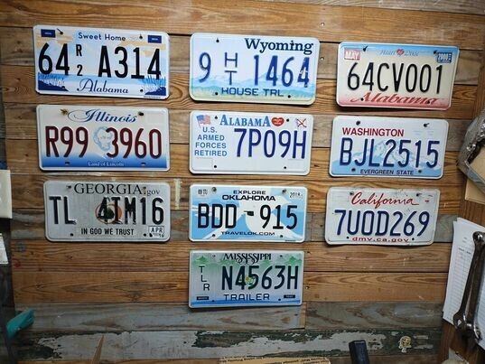 Variety Pack of 10 expired 2013 Mixed State Craft License Plate Tags ~ 64 A314