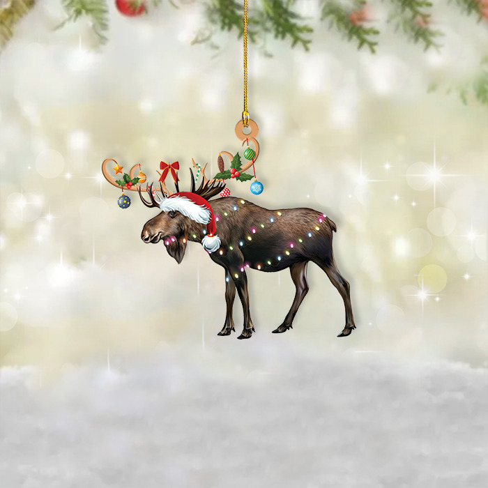 Moose Merry Christmas Ornament, Moose Reindeer Ornament, Moose Xmas Ornament