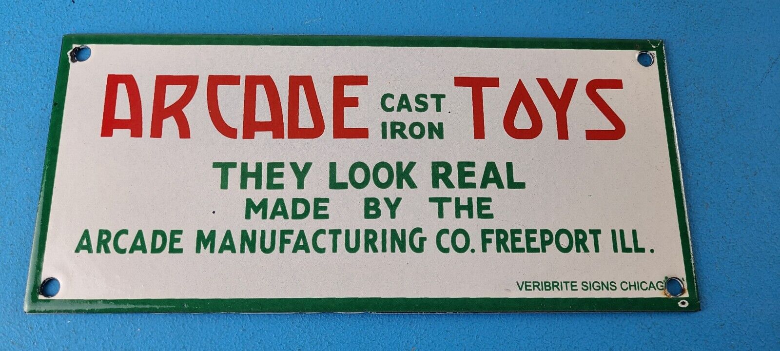 Vintage Arcade Toys Sign - Cast Iron Collectibles Gas Pump Auto Porcelain Sign