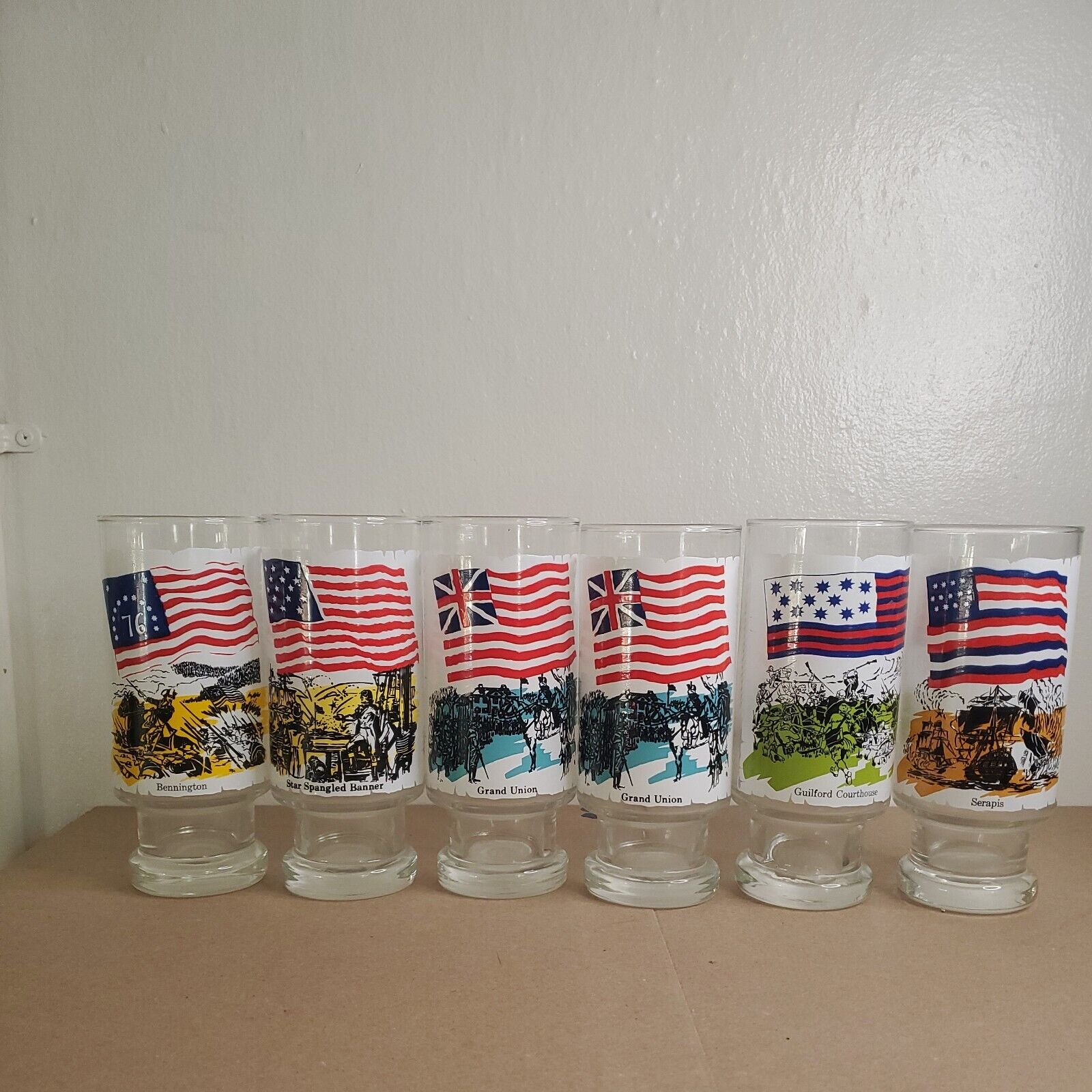 VTG 1970's National Flag Foundation Collector's Drinking Glasses lot of 6 Cups