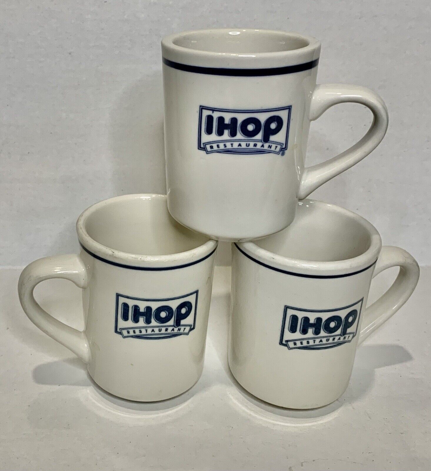 Vintage IHOP Coffee Mug Delco White Ceramic Restaurant Ware 3.75 Inches 3 Avail
