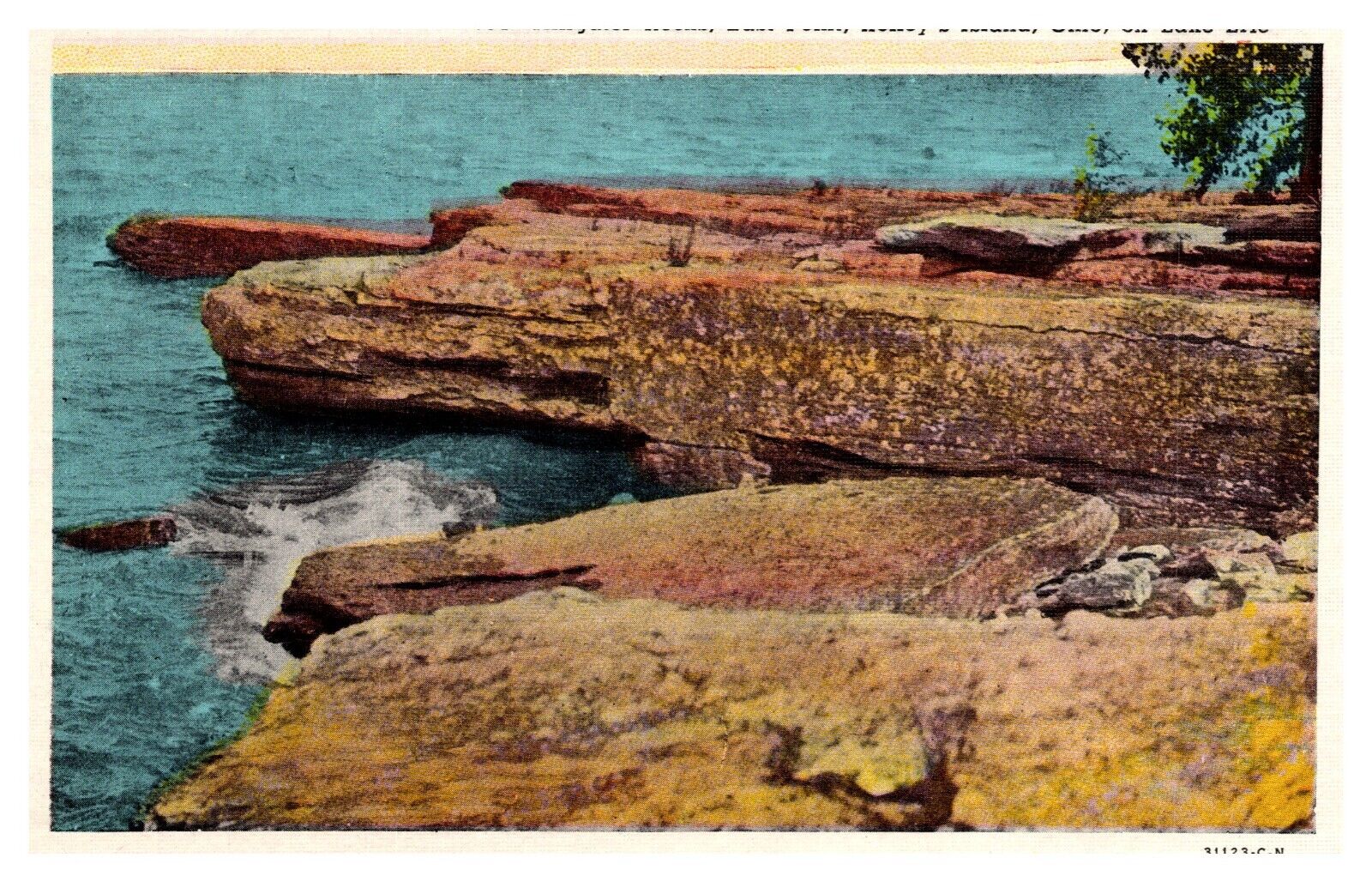 Kelley\'s Island OH Ohio Alligator Rocks East Point Lake Erie 304 Linen Postcard